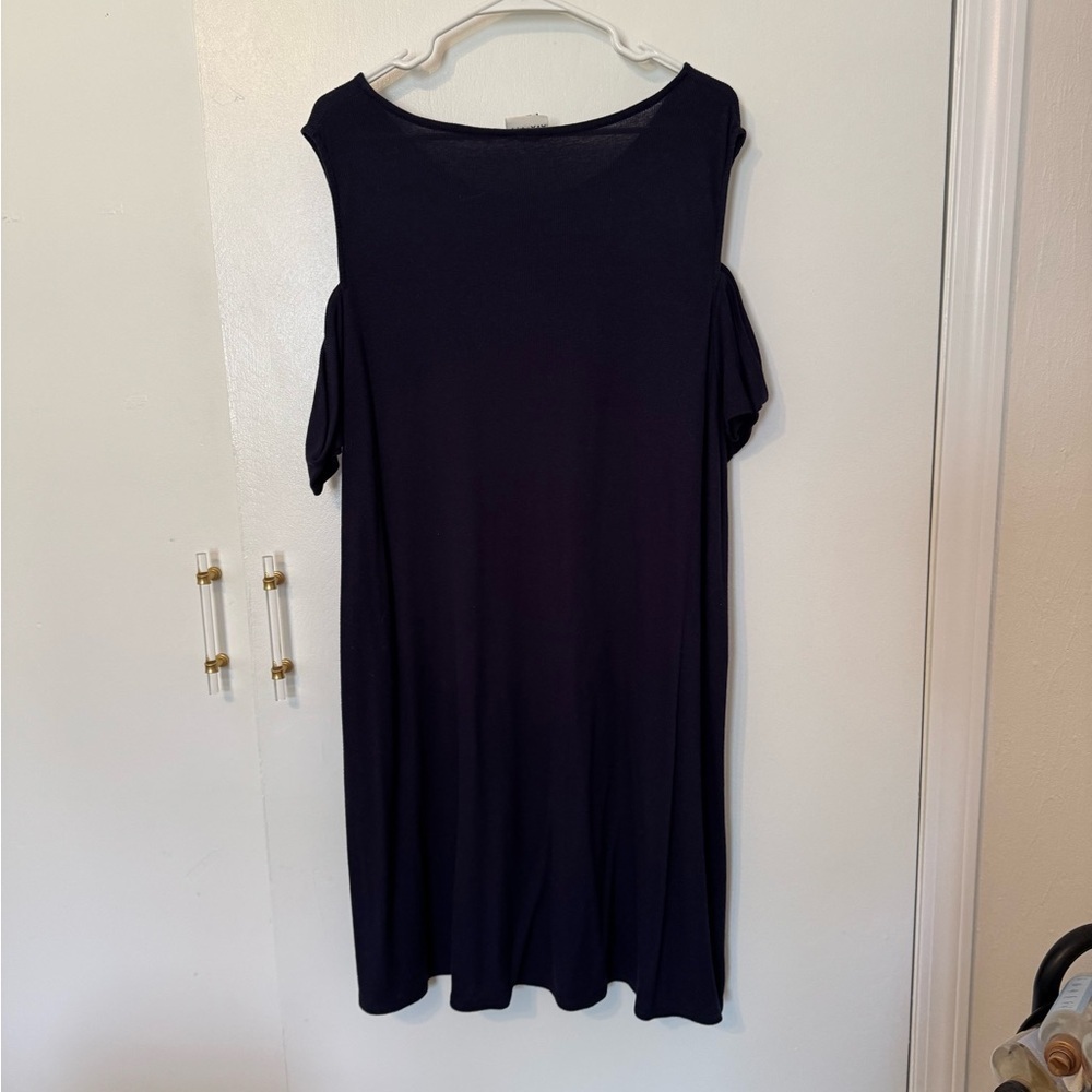 Ava & Viv 2X Navy Cold Shoulder Ribbed Dress